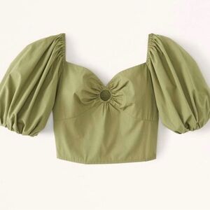 Abercrombie Poplin Olive Green Top